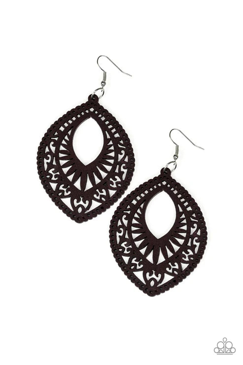 Paparazzi - Coachella Gardens - Brown Earrings