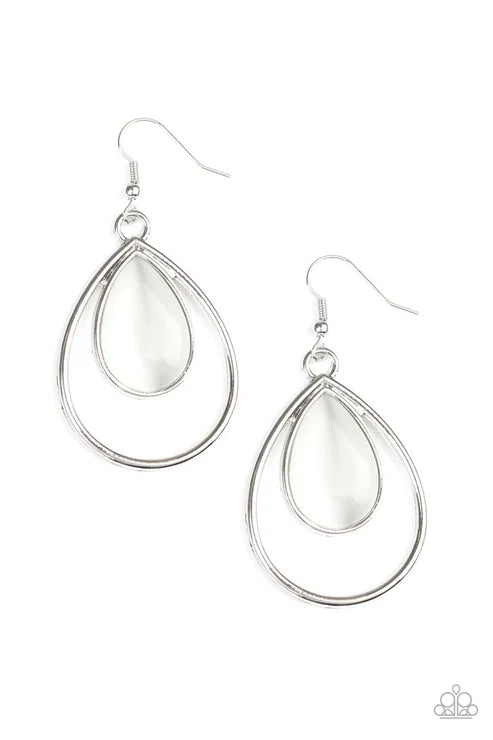 Paparazzi - Color Me Cool - White Earrings