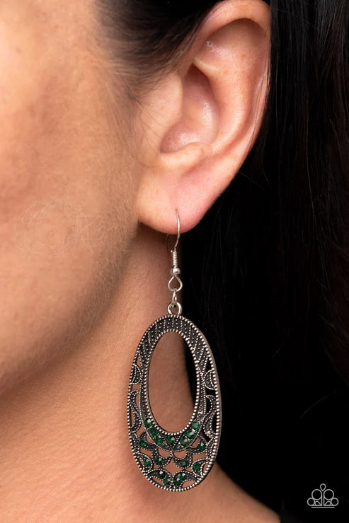 Paparazzi - Colorfully Moon Child - Green Earrings