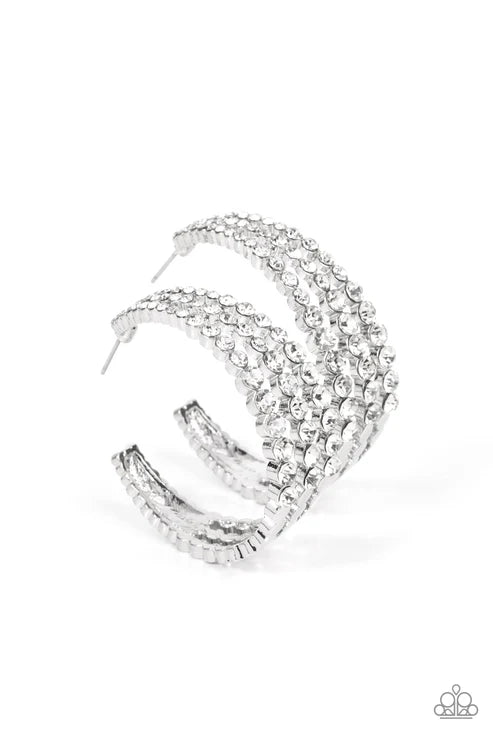 Paparazzi - Cosmopolitan Cool - White Earrings
