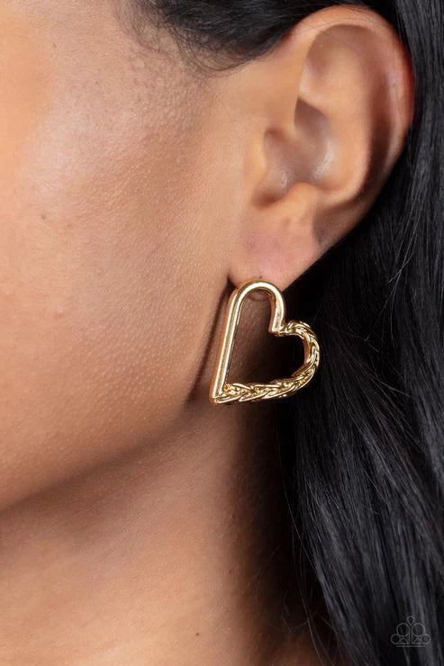 Paparazzi - Cupid, Who? - Gold Earrings
