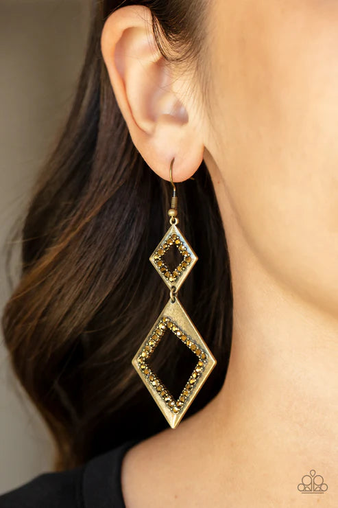 Paparazzi - Deco Decoupage  - Brass Earrings