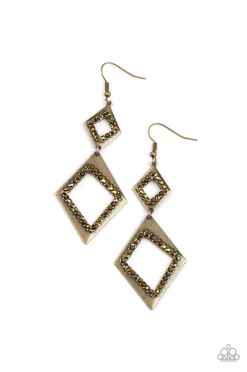 Paparazzi - Deco Decoupage  - Brass Earrings