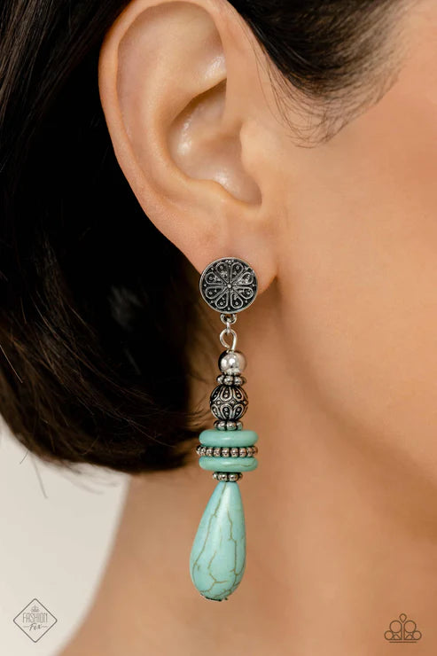 Paparazzi - Desert Fever - Blue Earrings