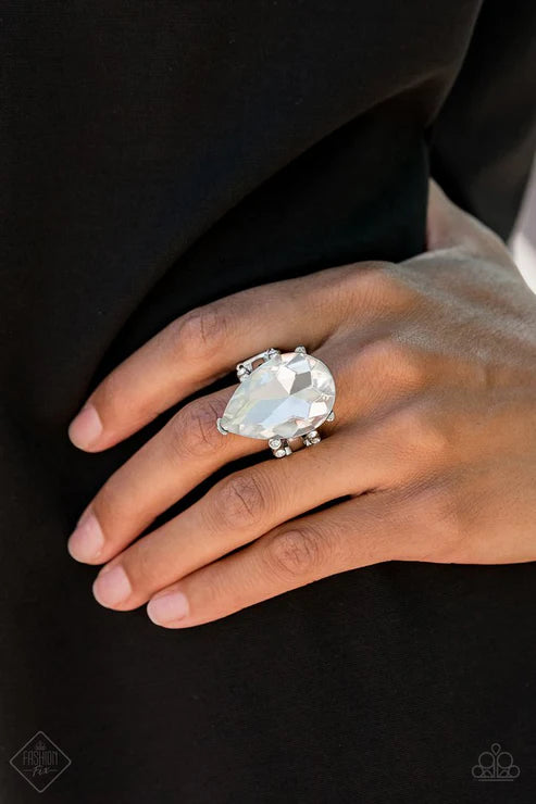 Paparazzi - Dining on Dazzle - White Ring