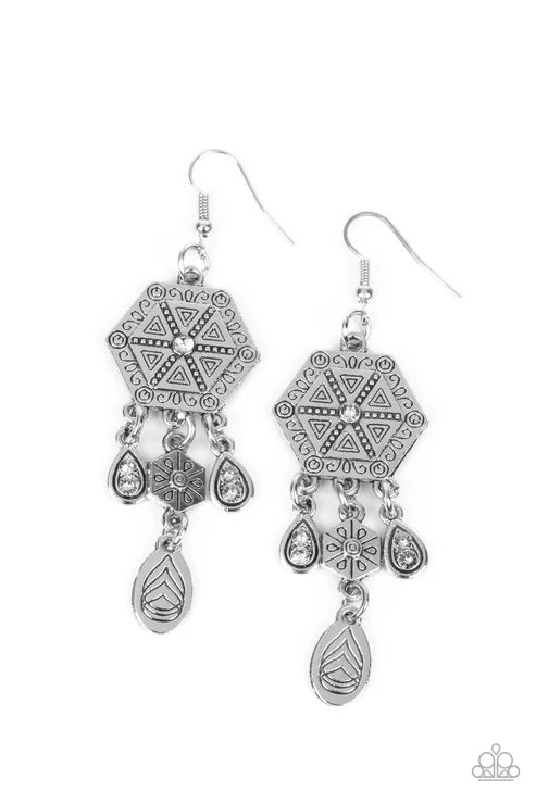 Paparazzi - Dreamcatcher Delight - White Earrings