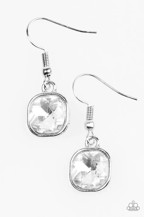 Paparazzi - Everlasting Shine - White Earrings