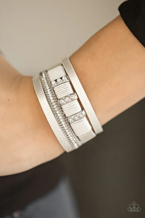 Paparazzi - FAME Night - White Bracelet