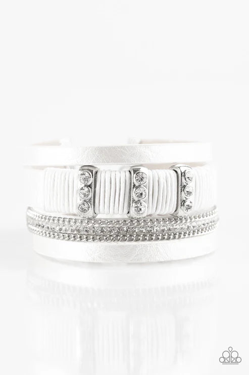 Paparazzi - FAME Night - White Bracelet