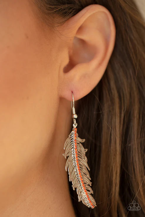 Paparazzi - Fearless Flock - Orange Earrings