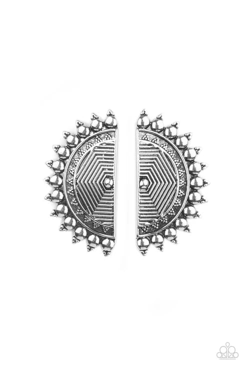 Paparazzi - Fiercely Fanned Out - Silver Earrings