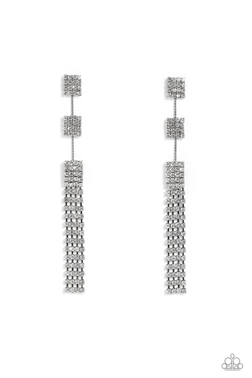 Paparazzi - Fiercely Free-Falling - Black Earrings