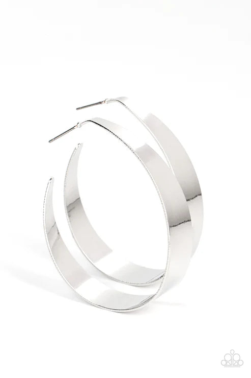 Paparazzi - Flat Out Fashionable - Silver Earrings