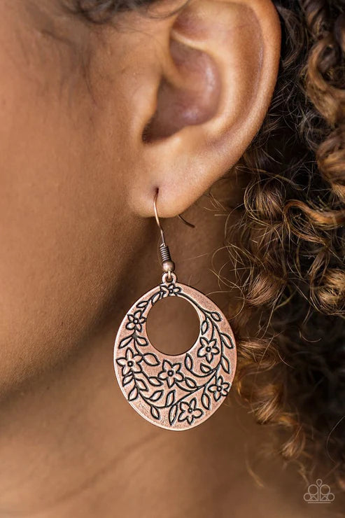 Paparazzi - Flirting With Florals - Copper Earrings