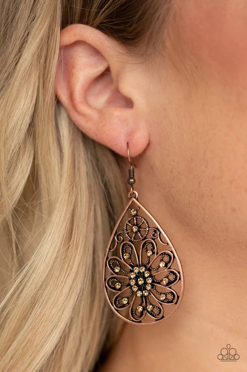 Paparazzi - Flowering Finery - Copper Earrings