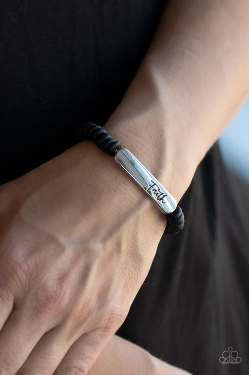 Paparazzi - Full Faith - Black Bracelet