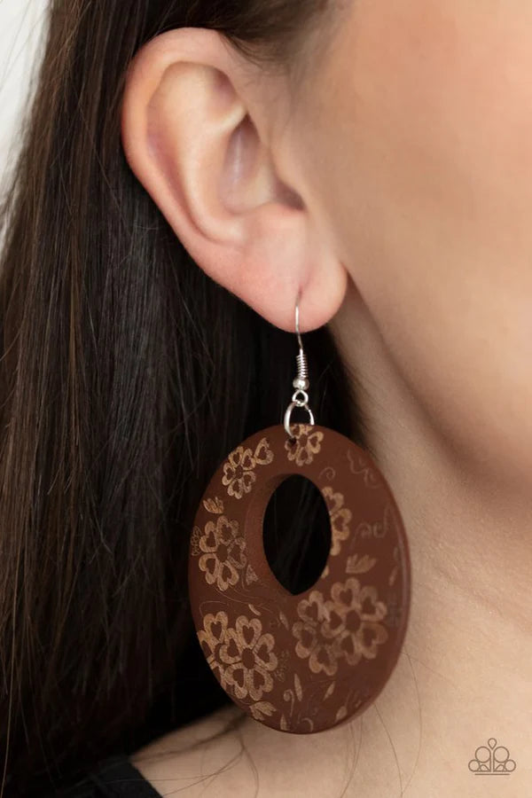Paparazzi - Galapagos Garden Party - Brown Earrings