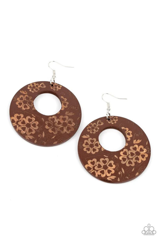 Paparazzi - Galapagos Garden Party - Brown Earrings