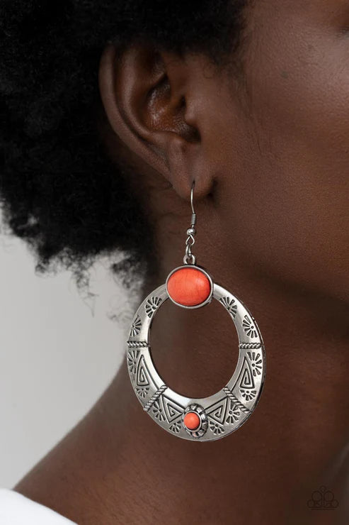 Paparazzi - Garden Glyphs - Orange Earrings