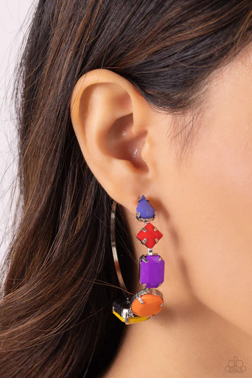 Paparazzi - Geometric Gamer - Multi Earrings