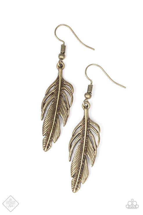 Paparazzi - Gleaming Glider - Brass Earrings