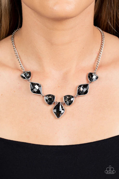 Paparazzi - Glittering Geometrics - Silver Necklace
