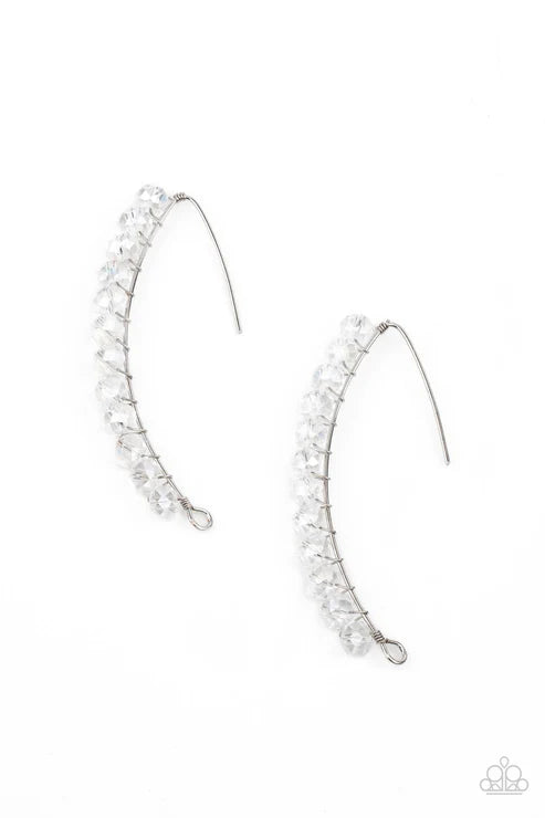 Paparazzi - GLOW Hanging Fruit - White Earrings