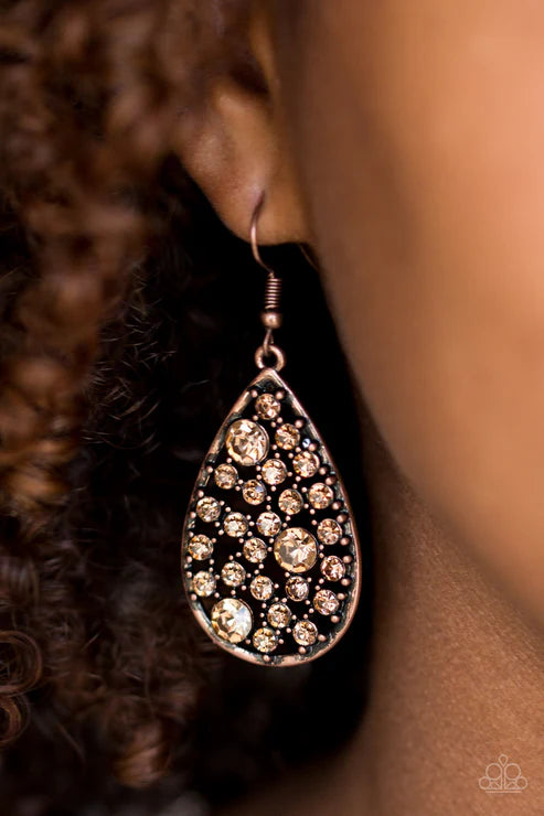 Paparazzi - Glow With The Flow - Copper Earrings
