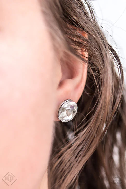 Paparazzi - Glowing, Glowing, Gone! - White Earrings