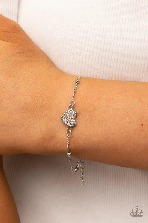 Paparazzi - Heartachingly Adorable - White Bracelet