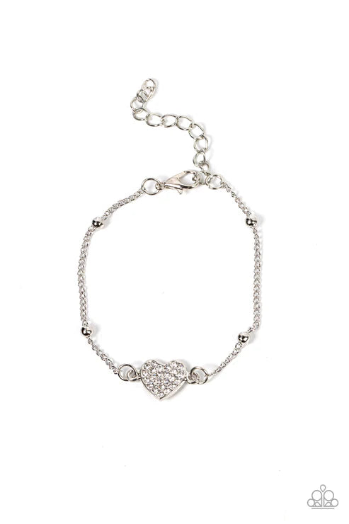 Paparazzi - Heartachingly Adorable - White Bracelet