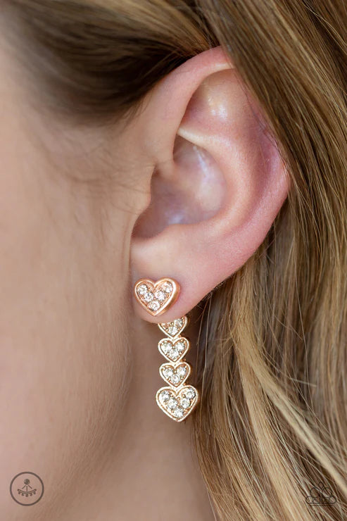 Paparazzi - Heartthrob Twinkle - Rose Gold Earrings