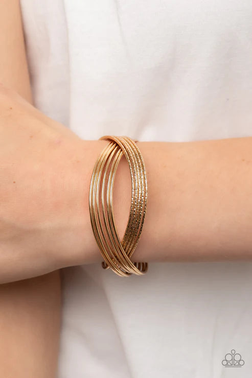 Paparazzi - Industrialized Shimmer - Gold Bracelet