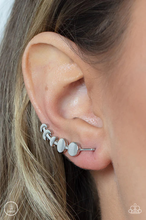 Paparazzi - It's Just a Phase - Silver Earrings