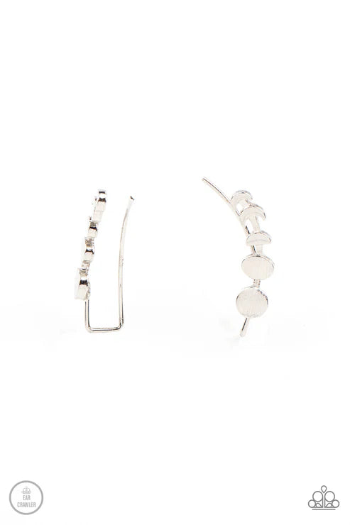 Paparazzi - It's Just a Phase - Silver Earrings