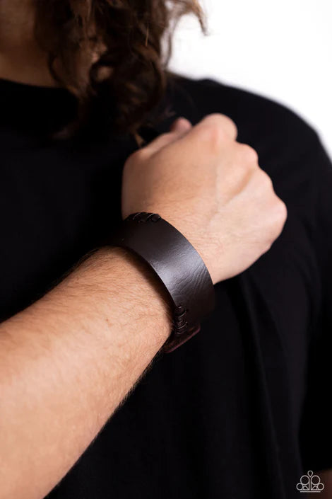 Paparazzi - Leather Jacket Approved - Brown Bracelet
