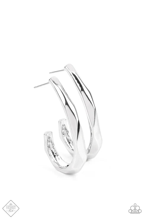 Paparazzi - Made You HOOK - Silver Earrings
