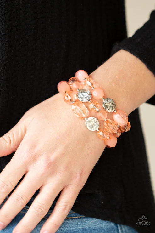 Paparazzi - Oceanside Bliss - Orange Bracelet