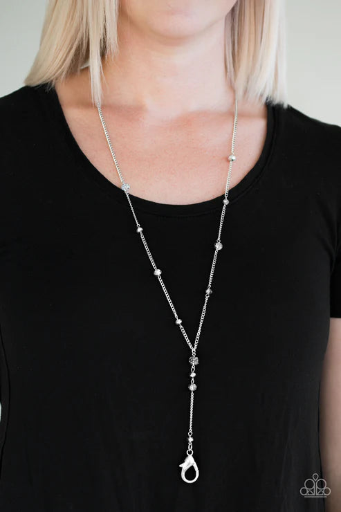 Paparazzi - Out All Night - Silver Lanyard Necklace