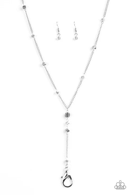 Paparazzi - Out All Night - Silver Lanyard Necklace