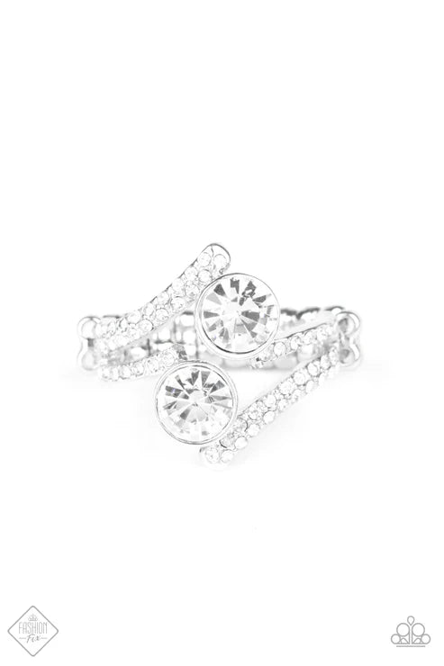 Paparazzi - Over The Top Glamour - White Ring