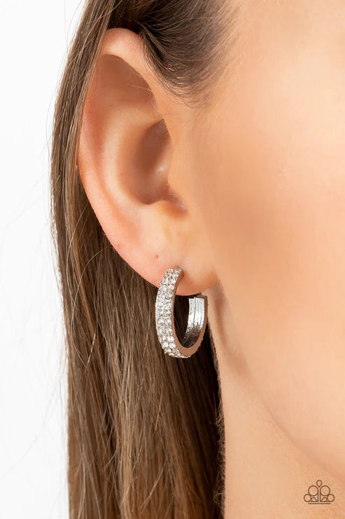 Paparazzi - Positively Petite - White Earrings