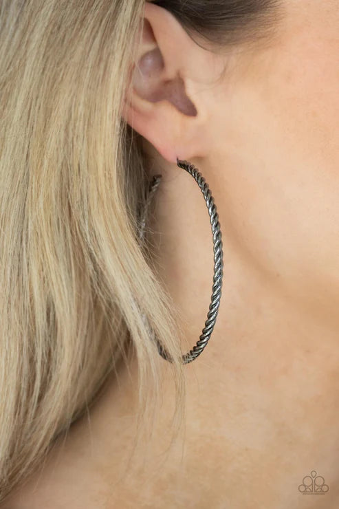 Paparazzi - Resist The Twist - Black Earrings