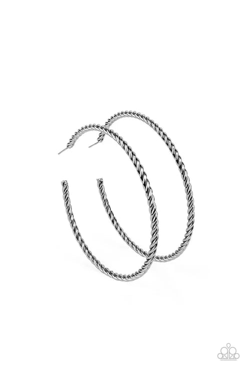 Paparazzi - Resist The Twist - Black Earrings