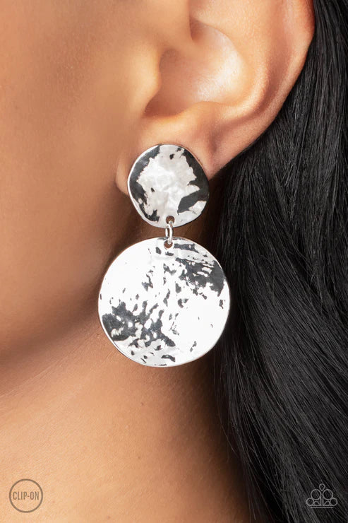 Paparazzi - Rush Hour - Silver Earrings