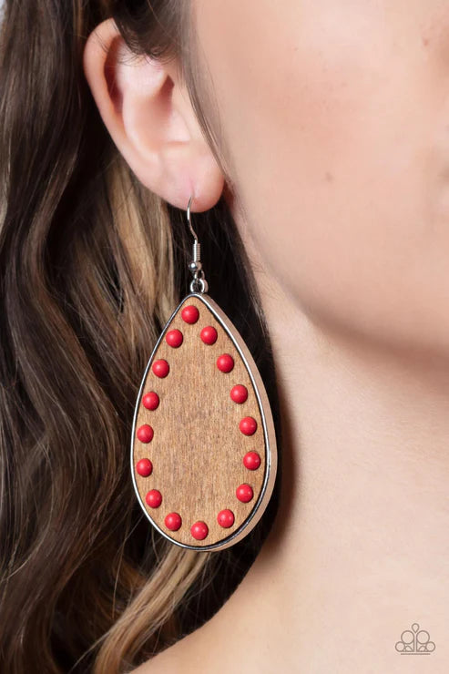 Paparazzi - Rustic Refuge - Red Earrings
