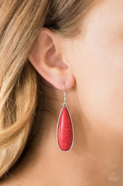 Paparazzi - Santa Fe Skies - Red Earrings