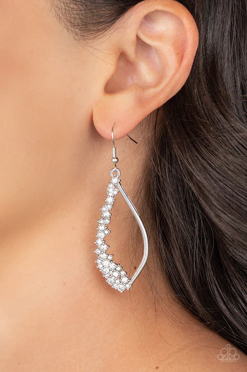 Paparazzi - Sparkly Side Effects - White Earrings