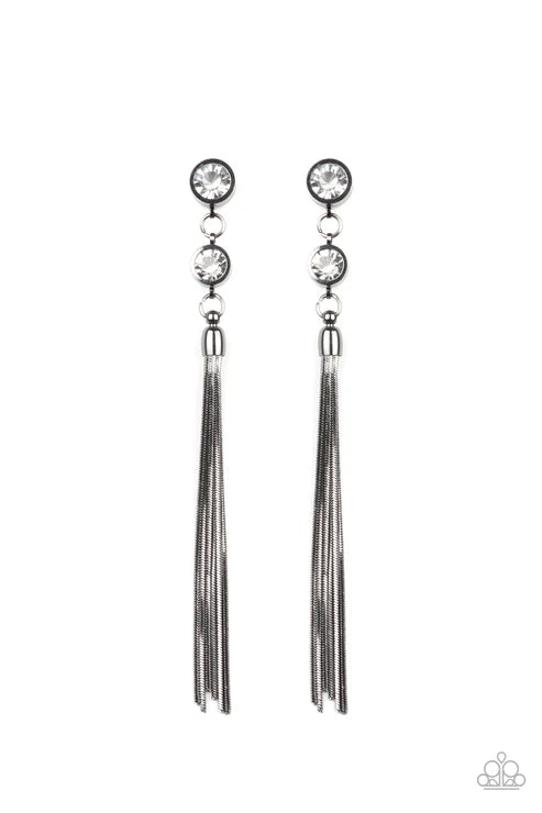 Paparazzi - Tassel Twinkle - Black Earrings