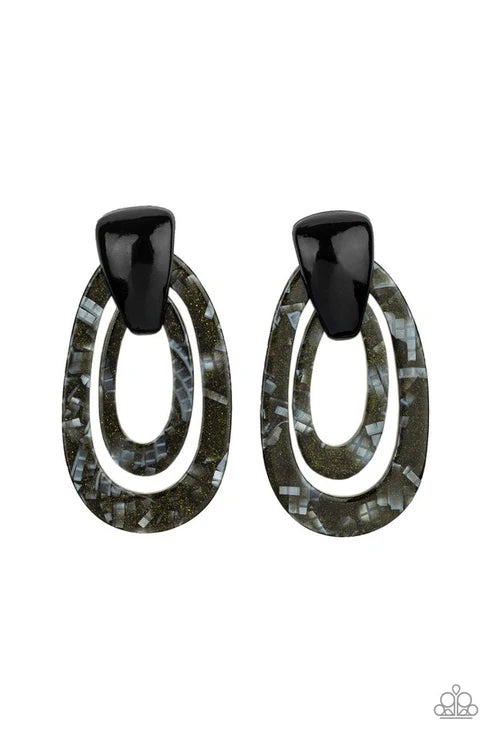 Paparazzi - The Haute Zone - Black Earrings